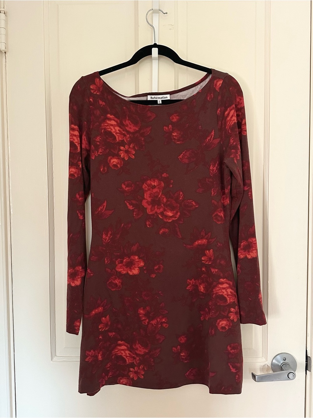 REFORMATION | Red Floral Long-Sleeve A-Line Mini Dress (size medium)